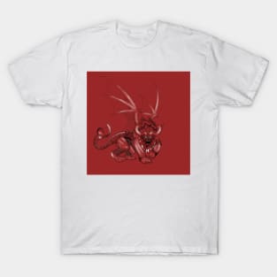 ecopop kaiju manticore in dark beast wings art T-Shirt